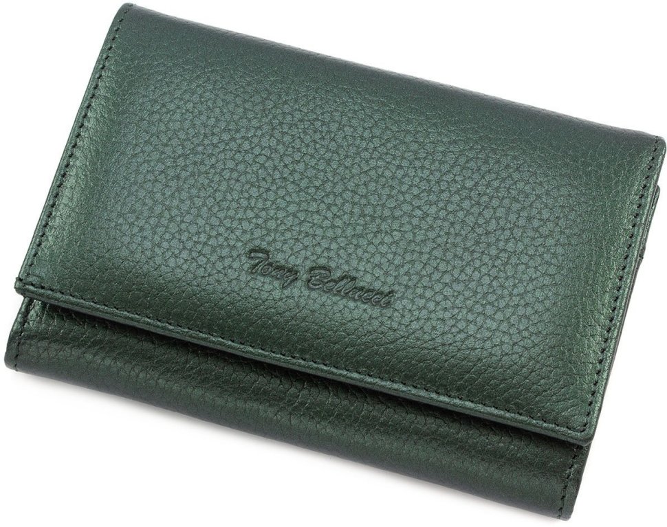 Темно-зелений жіночий гаманець з натуральної шкіри італійського виробництва Tony Bellucci (10749)
