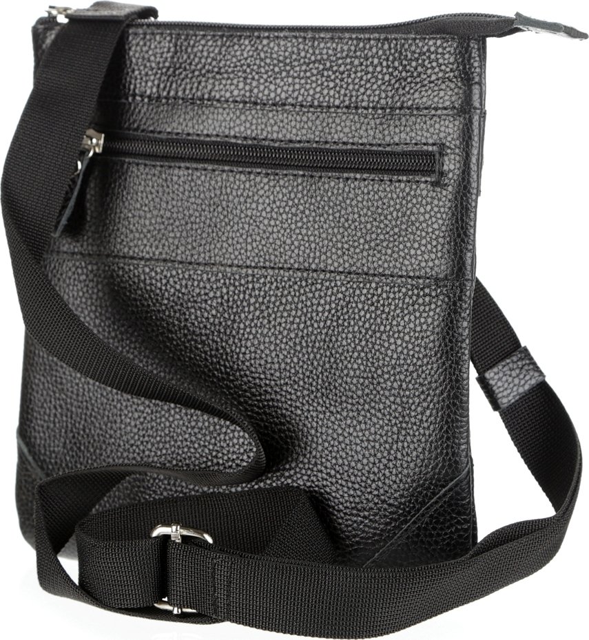 Черная мужская сумка-планшет из натуральной кожи с зернистой фактурой SHVIGEL (11025)