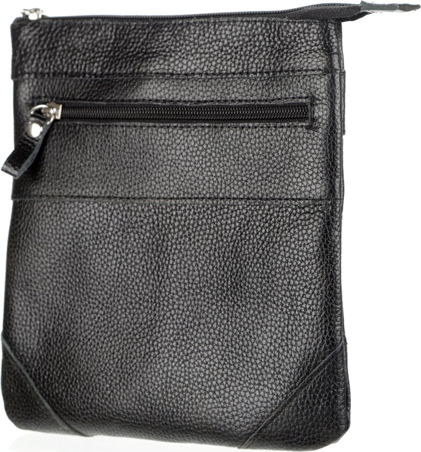 Чорна чоловіча сумка-планшет з натуральної шкіри із зернистою фактурою SHVIGEL (11025)