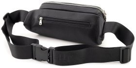 Поясная мужская сумка из натуральной кожи черного цвета H.T Leather 94508