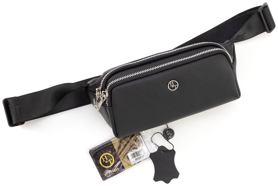 Поясная мужская сумка из натуральной кожи черного цвета H.T Leather 94508 фото №4 Поясная мужская сумка из натуральной кожи черного цвета H.T Leather 94508 modnotak фото №4