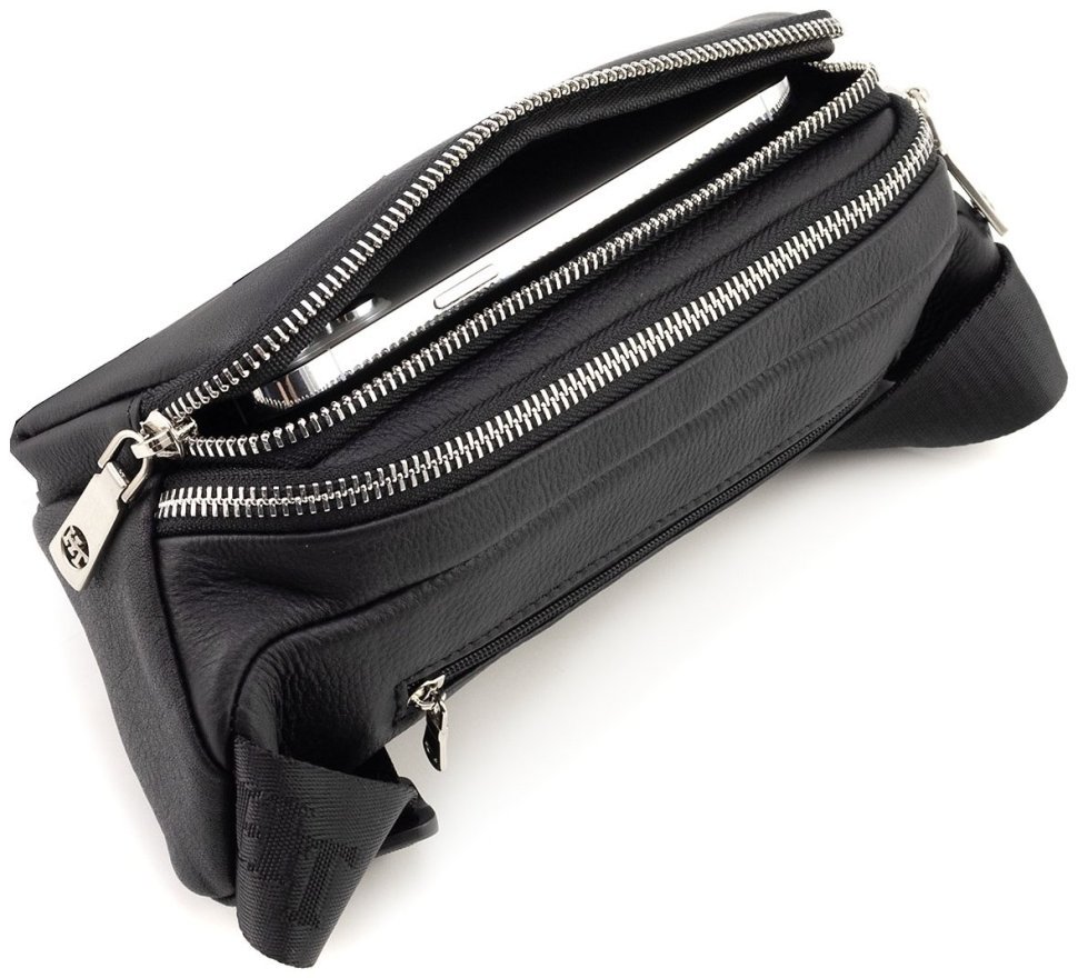 Поясная мужская сумка из натуральной кожи черного цвета H.T Leather 94508 фото №6 Поясная мужская сумка из натуральной кожи черного цвета H.T Leather 94508 modnotak фото №6