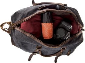 Черная дорожная сумка большого размера canvas Vintage (20130)