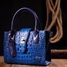 Миниатюрная женская сумка синего цвета из натуральной кожи с фактурой под крокодила KARYA (2420894) - 8