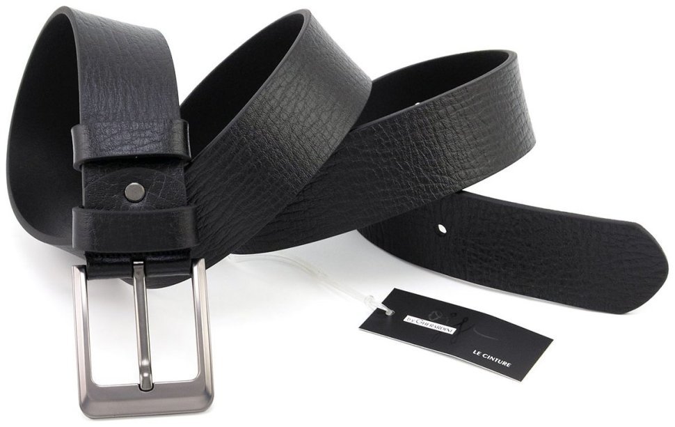 Широкий мужской джинсовый ремень из натуральной кожи Gherardini 45052 Италия, черного цвета modnotak фото №3