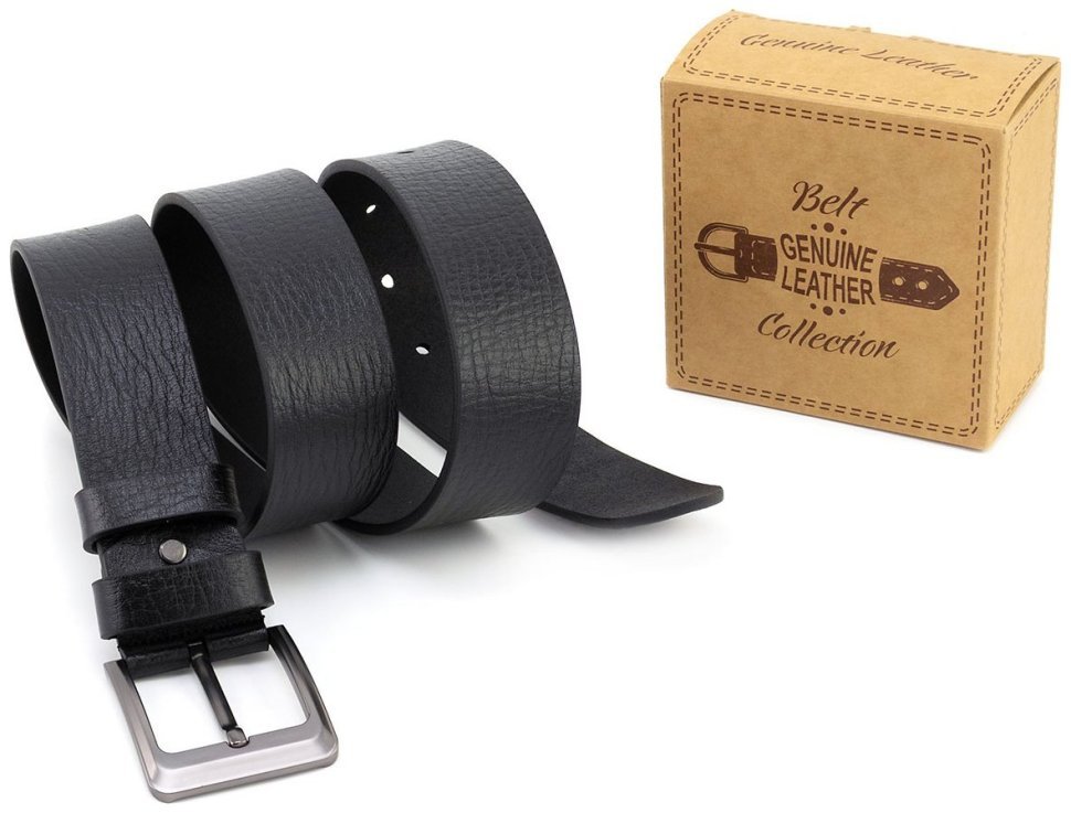 Широкий мужской джинсовый ремень из натуральной кожи Gherardini 45052 Италия, черного цвета modnotak фото №6