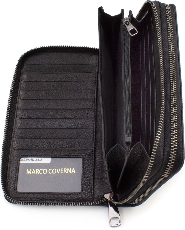 Вместительный мужской кошелек-клатч на две молнии из качественной кожи Marco Coverna (21072)