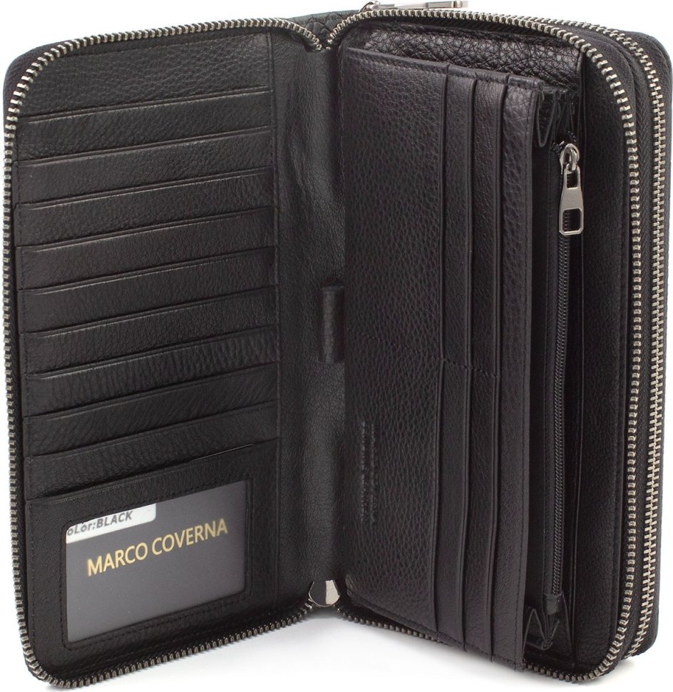 Місткий чоловічий гаманець-клатч на дві блискавки з якісної шкіри Marco Coverna (21072)