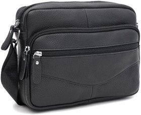 Мужская горизонтальная сумка из натуральной кожи через плечо Borsa Leather 65008