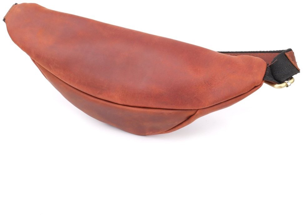 Качественная мужская сумка-бананка из винтажной натуральной кожи Shvigel 95108 рыжего цвета modnotak фото №2