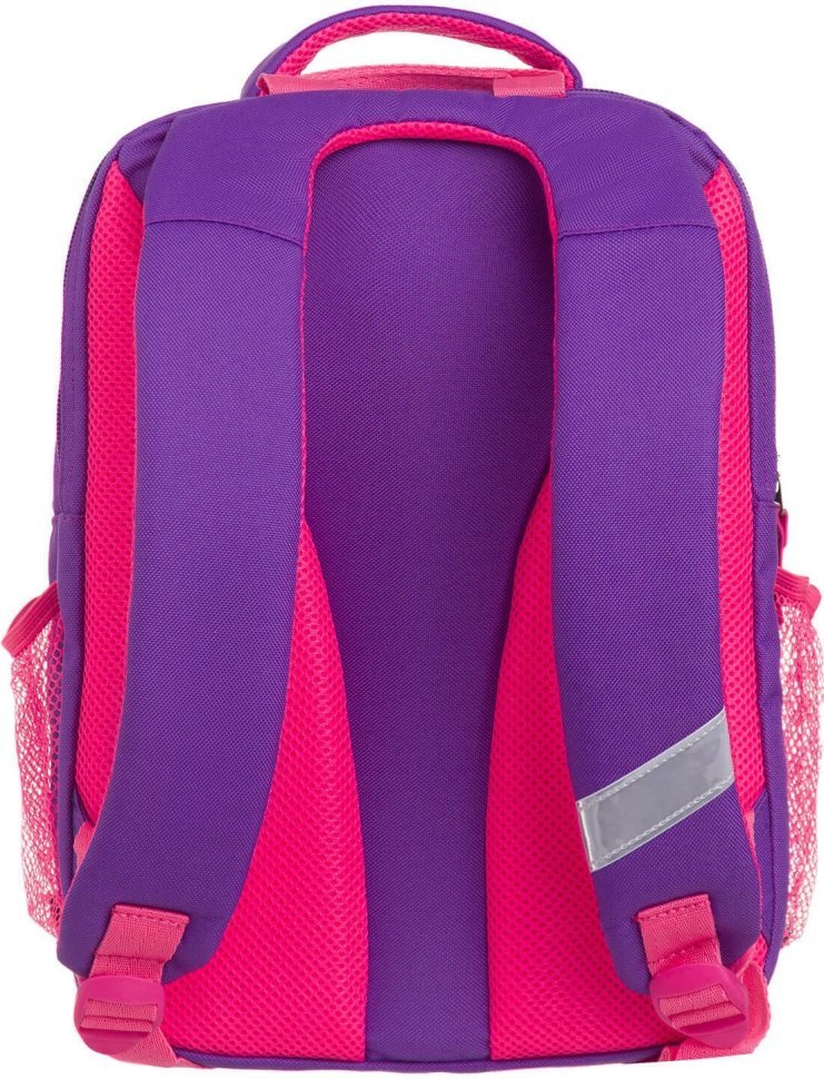 Фиолетовый текстильный школьный рюкзак для девочек с котиками Bagland 55708