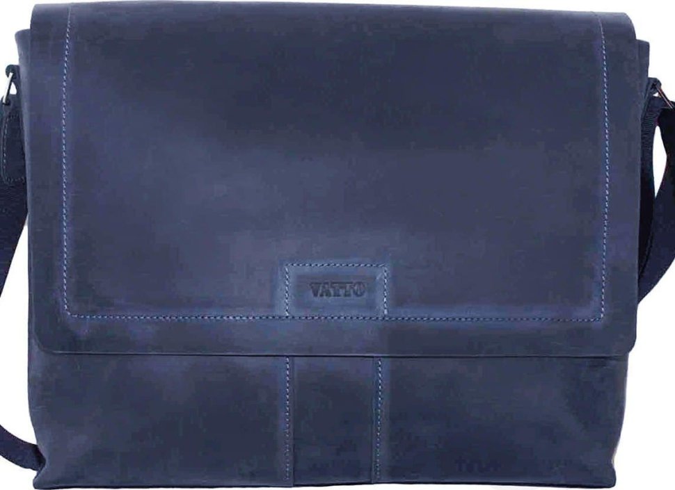 Синяя наплечная сумка мессенджер с клапаном под формат А4 VATTO (11650)