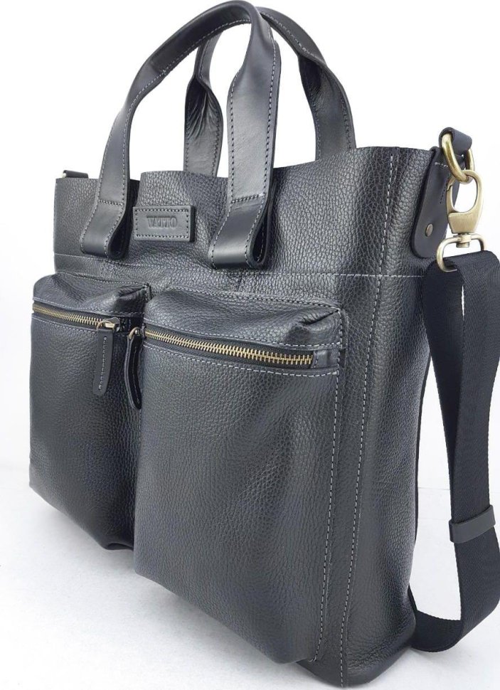 Чоловіча сумка Флотар чорного кольору під формат А4 VATTO (11750)