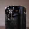 Недорогая кожаная ключница черного цвета на кнопках Vintage (2414934) - 5