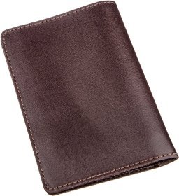 Темно-коричнева обкладинка під автодокументи з гладкої шкіри SHVIGEL (2413986)