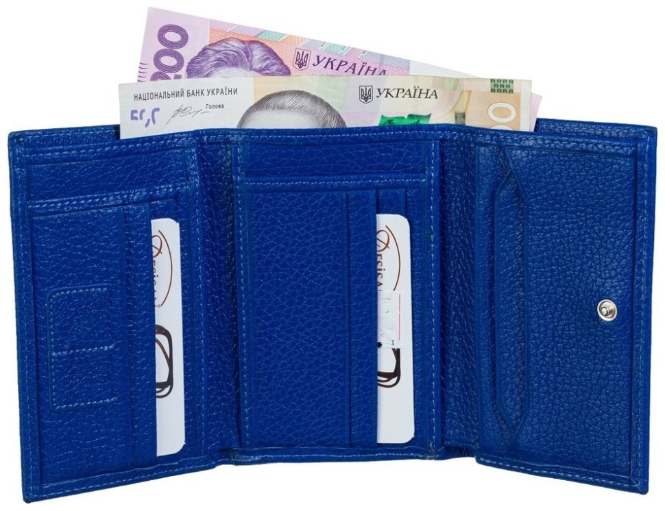 Синий женский кошелек из зернистой кожи с монетницей на кнопке Desisan 106908 фото №4 Синий женский кошелек из зернистой кожи с монетницей на кнопке Desisan 106908 modnotak фото №4