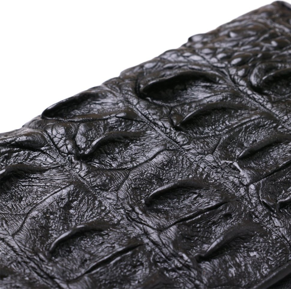 Чоловічий гаманець-клатч з натуральної шкіри крокодила чорного кольору CROCODILE LEATHER (024-18012)