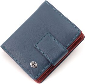 Шкіряний жіночий гаманець синього кольору з розворотом під документи ST Leather 1767308