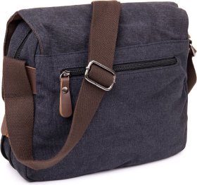 Чорна сумка-месенджер з чорного текстилю Vintage (20604)