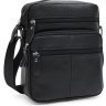 Чоловіча наплічна сумка-планшет із зернистої шкіри чорного кольору Keizer (22061) - 1