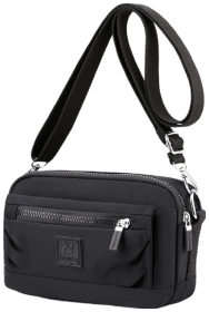 Женская текстильная сумка-кроссбоди черного цвета через плечо Confident 77608