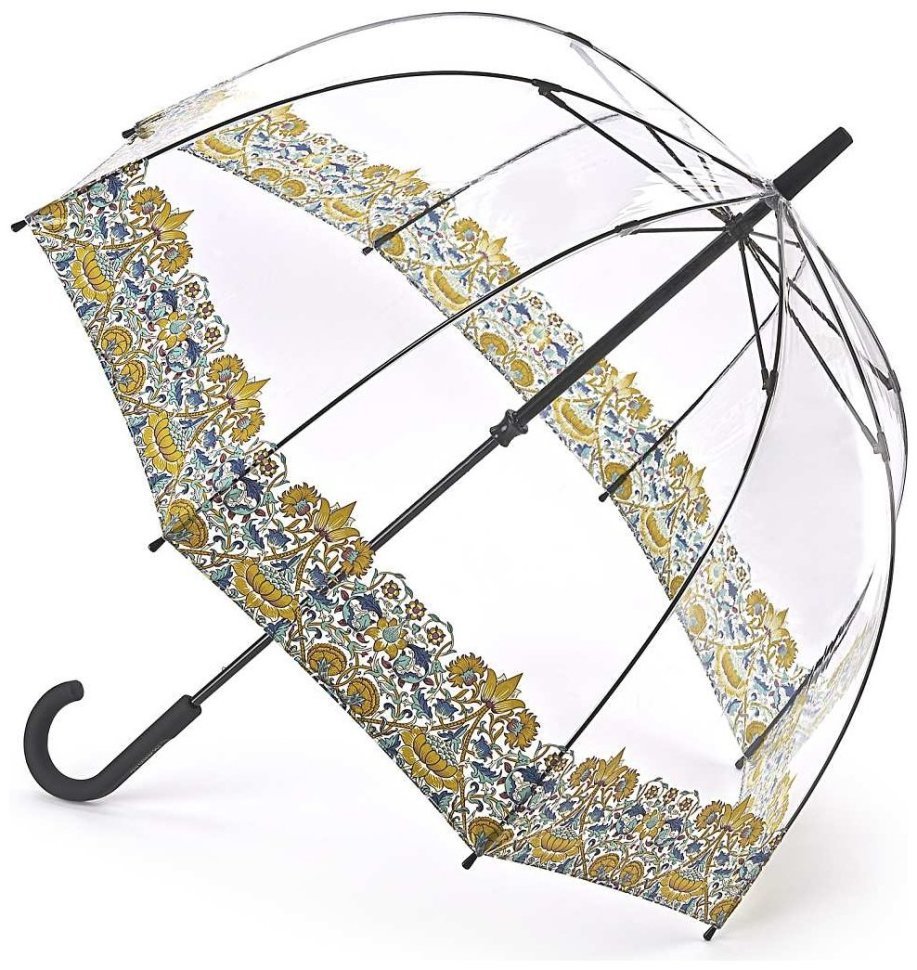 Зонт-трость женский Fulton L782 Morris & Co. Birdcage-2 Lodden (трость, механика, прозрачный, с узором) 108008 modnotak фото №1