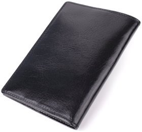 Классическая кожаная обложка для паспорта с отделением для пластиковых карт Tony Perotti  черного цвета 108108