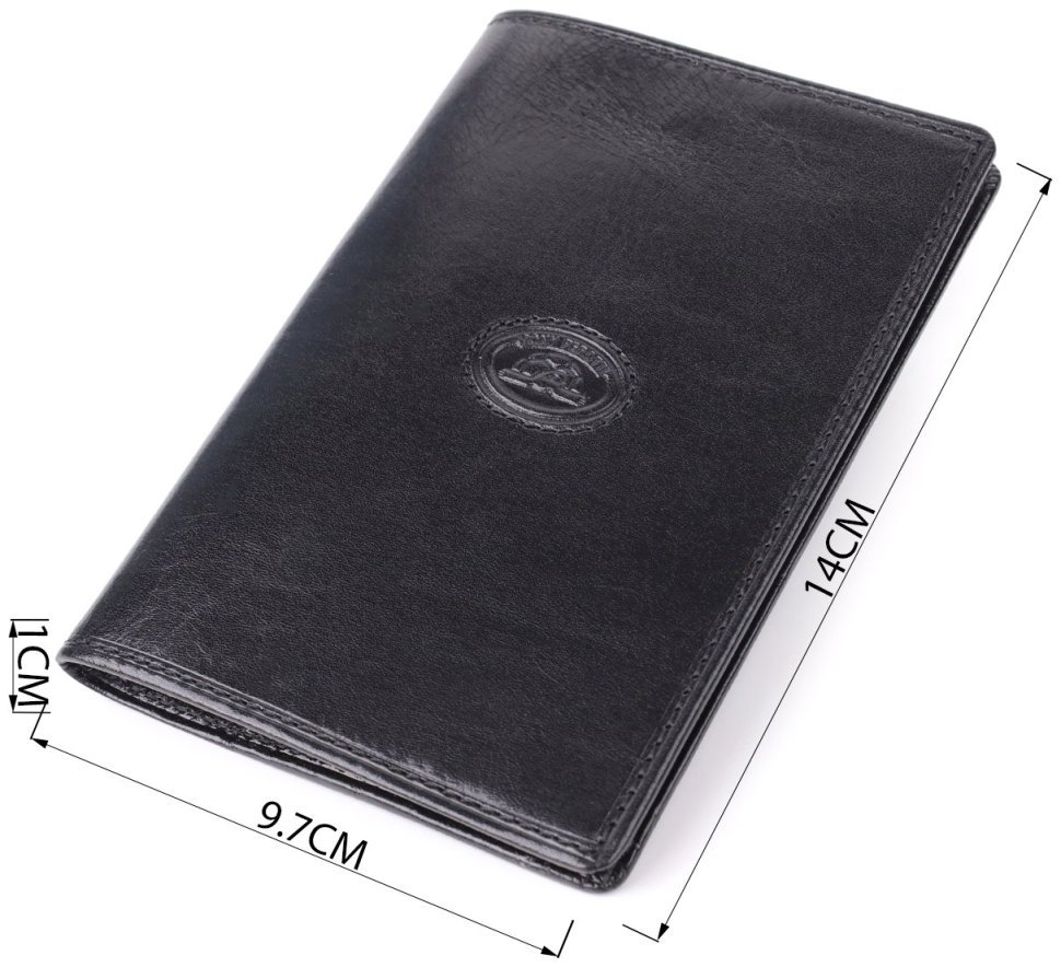 Классическая кожаная обложка для паспорта с отделением для пластиковых карт Tony Perotti  черного цвета 108108 modnotak фото №3