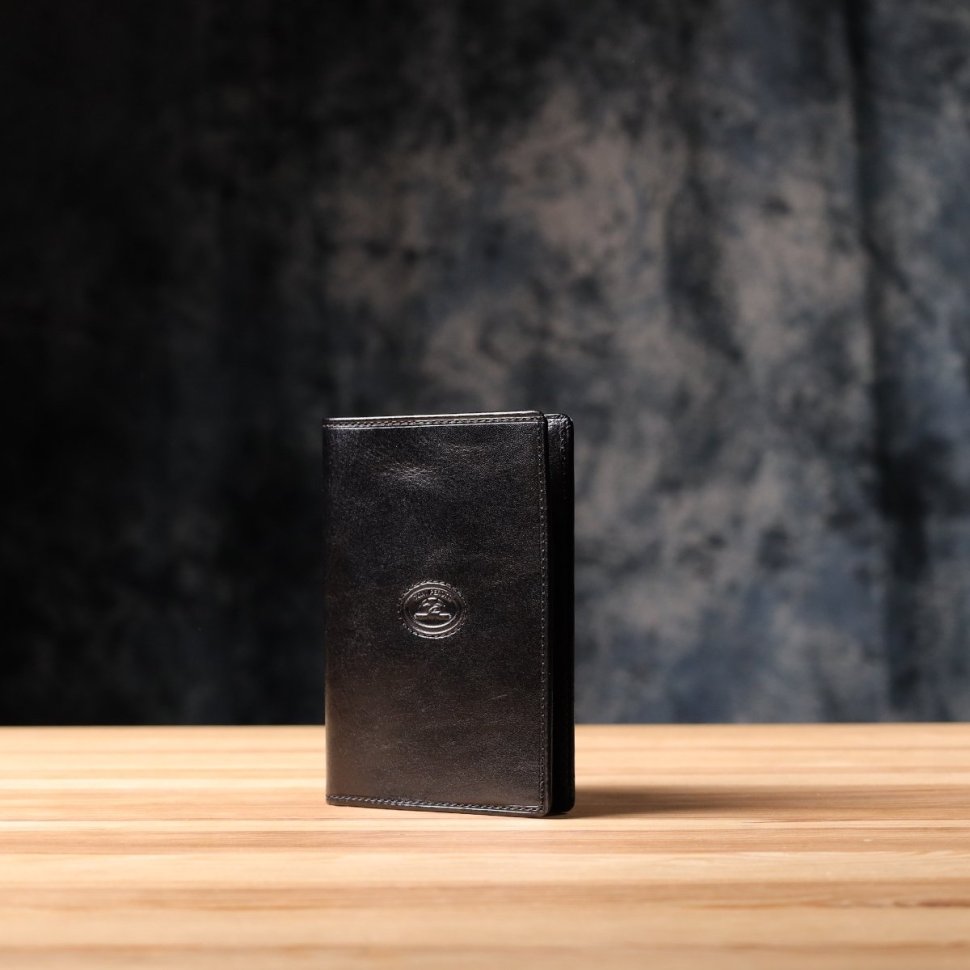 Классическая кожаная обложка для паспорта с отделением для пластиковых карт Tony Perotti  черного цвета 108108 modnotak фото №7