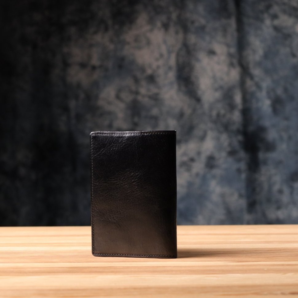 Классическая кожаная обложка для паспорта с отделением для пластиковых карт Tony Perotti  черного цвета 108108 modnotak фото №8