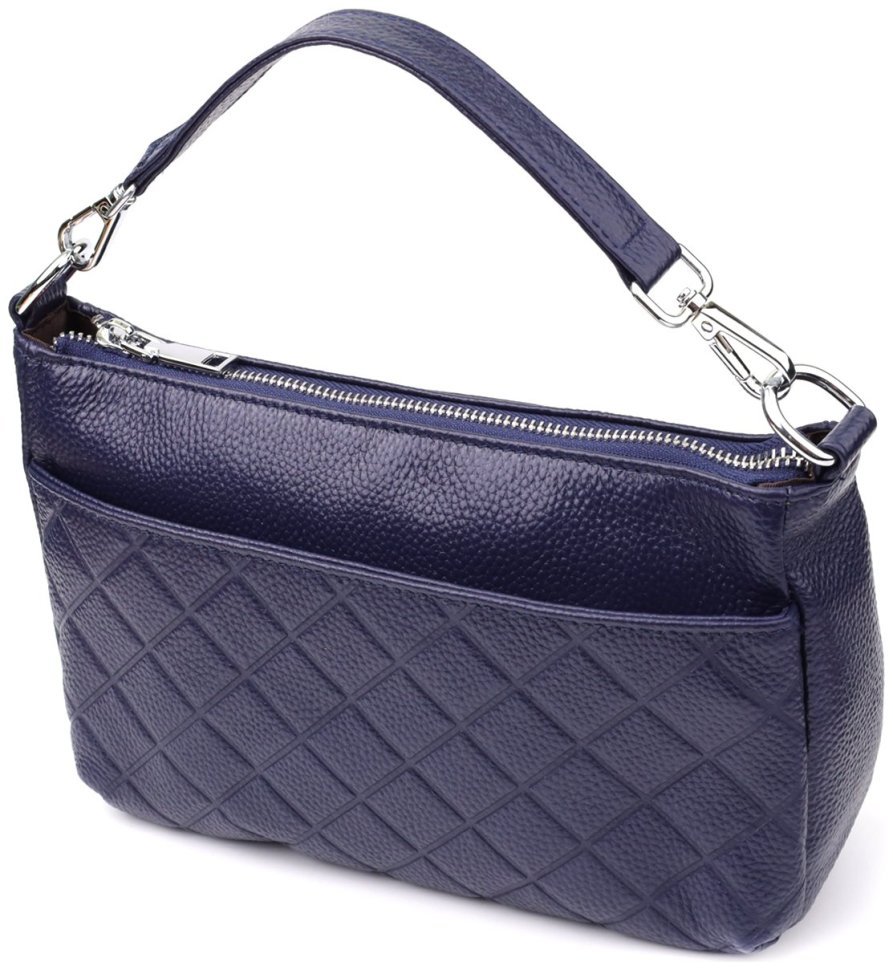 Стильная женская сумка из натуральной кожи с двумя сменными ремнями Vintage 98208 синего цвета modnotak фото №1