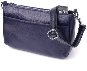 Стильна жіноча сумка з натуральної шкіри з двома змінними ременями Vintage 98208 синього кольору