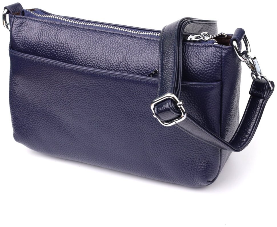 Стильная женская сумка из натуральной кожи с двумя сменными ремнями Vintage 98208 синего цвета modnotak фото №2