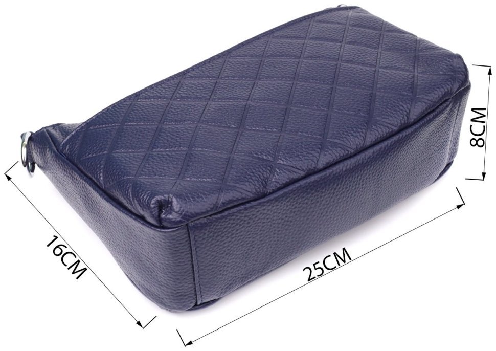 Стильная женская сумка из натуральной кожи с двумя сменными ремнями Vintage 98208 синего цвета modnotak фото №3