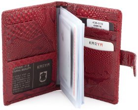 Кожаная женская обложка для документов красного цвета KARYA (438-019)