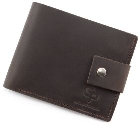 Кожаный коричневый мужской кошелек ручной работы Grande Pelle (13036)