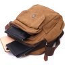 Мужская коричневая сумка-барсетка из плотного текстиля на две молнии Vintage 2422220 - 6
