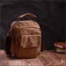 Мужская коричневая сумка-барсетка из плотного текстиля на две молнии Vintage 2422220 - 7