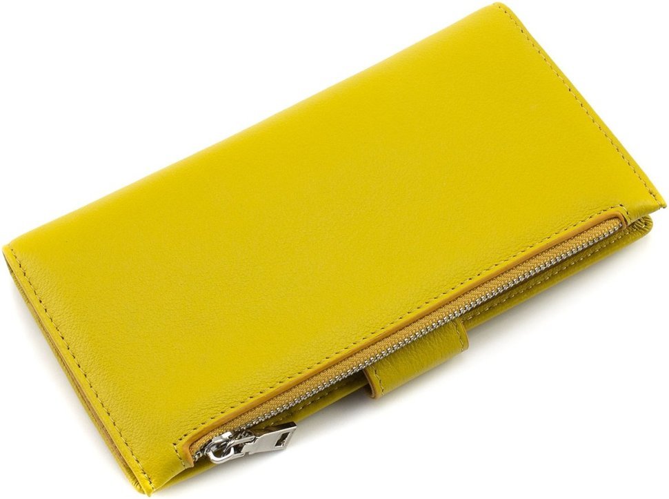 Жовтий жіночий купюрник вертикального формату з натуральної шкіри Marco Coverna 68608