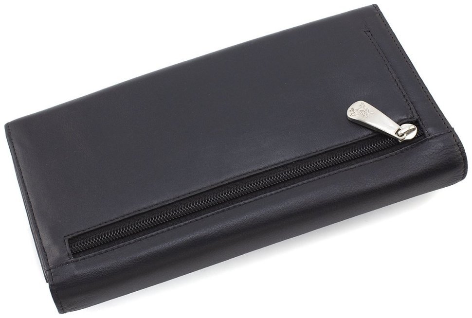 Вместительный дорожный кошелек из натуральной кожи черного цвета Visconti 68808