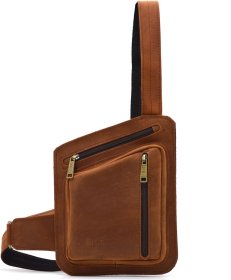 Чоловіча сумка-кобура із вінтажної шкіри рудого кольору TARWA (21657)