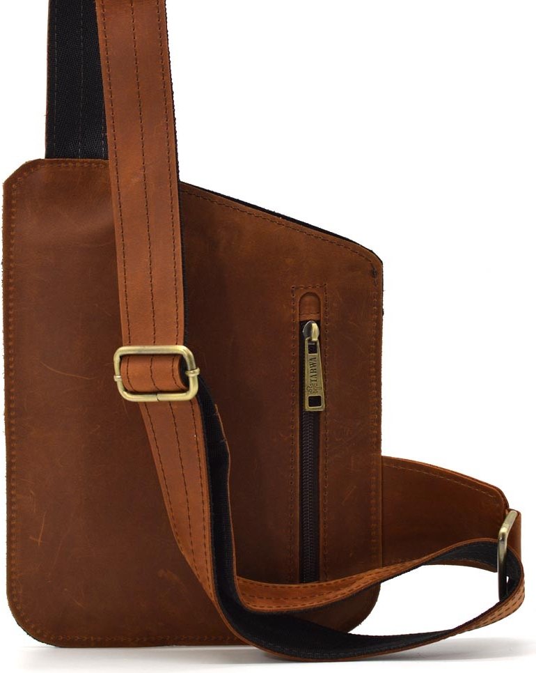 Мужская сумка-кобура из винтажной кожи рыжего цвета TARWA (21657)