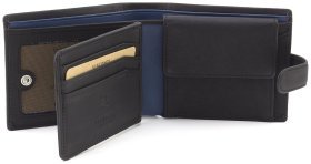 Мужской кошелек из натуральной гладкой кожи черного цвета c RFID - Visconti Leonardo 68908