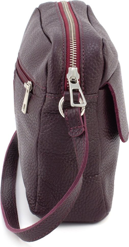 Жіноча сумка наплічна з італійської шкіри марсалового кольору Grande Pelle (59108)