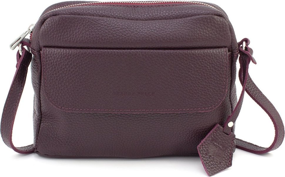 Женская наплечная сумка из итальянской кожи марсалового цвета Grande Pelle (59108)