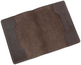 Темно-коричневая качественная кожаная обложка для паспорта Grande Pelle (15445)