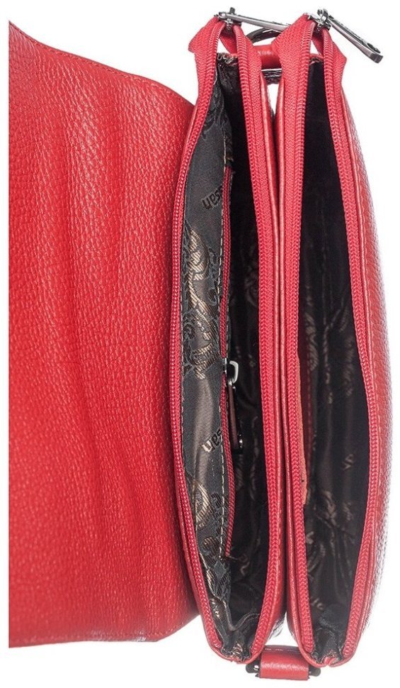 Компактная женская сумка-кроссбоди из натуральной кожи флотар красного цвета Desisan 80509 фото №4 Компактная женская сумка-кроссбоди из натуральной кожи флотар красного цвета Desisan 80509 modnotak фото №4