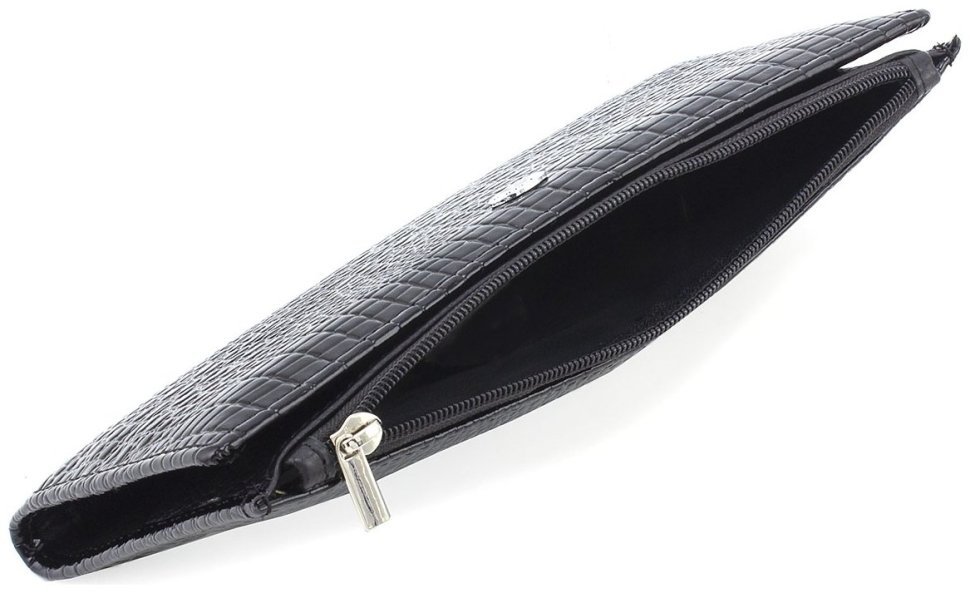 Чорний жіночий лаковий купюрник із натуральної шкіри на магнітах ST Leather 70809