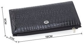 Черный женский лаковый купюрник из натуральной кожи на магнитах ST Leather 70809