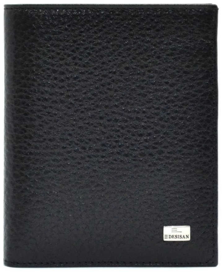 Классическое мужское портмоне из натуральной кожи флотар Desisan 80809 черного цвета modnotak фото №1